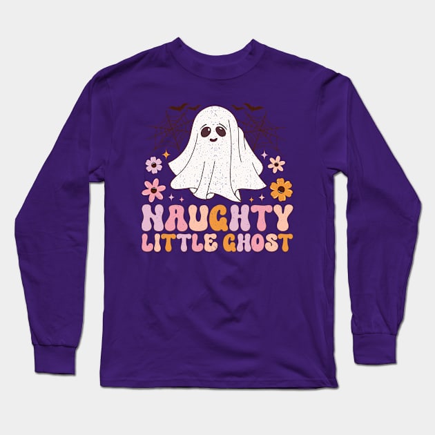 Halloween for girls little ghost Long Sleeve T-Shirt by Positively Petal Perfect 